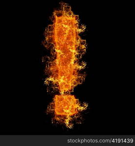 Fire sign exclamation mark on a black background