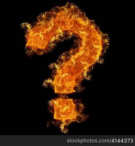 Fire sign query mark on a black background