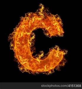 Fire small letter C on a black background