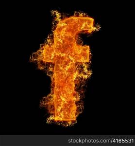 Fire small letter F on a black background