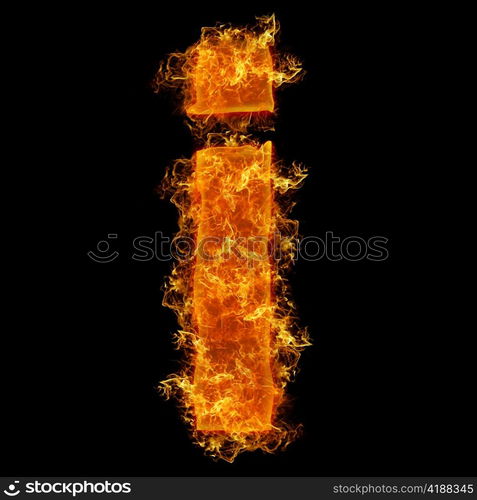 Fire small letter I on a black background