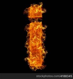 Fire small letter I on a black background