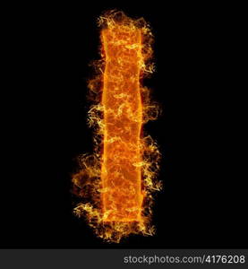 Fire small letter L on a black background