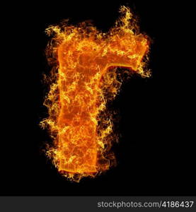 Fire small letter R on a black background