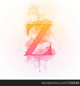 Fire Swirl Letter Z Isolated on Black Background. Computer Design.