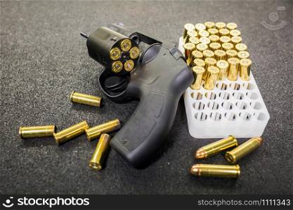 Firearms and ammo bullets gun. Firearms and ammo