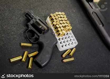 Firearms and ammo bullets gun. Firearms and ammo