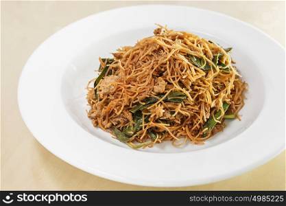 Fired thin noodles with soy sauce / Thai food