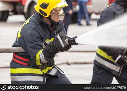 Firefighter in action