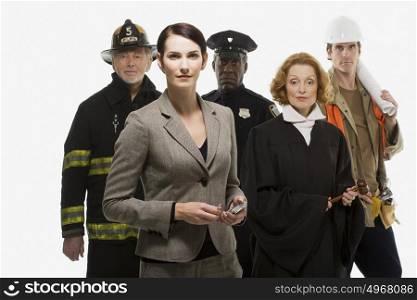 Firefighter police officer judge construction worker and businesswoman