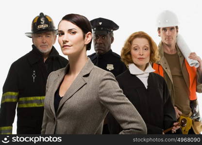 Firefighter police officer judge construction worker and businesswoman