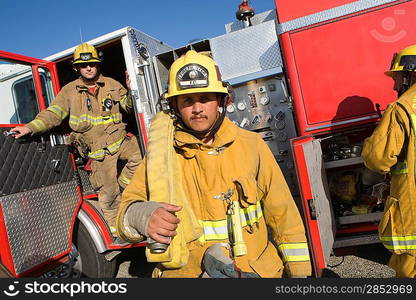 Firefighters and truck