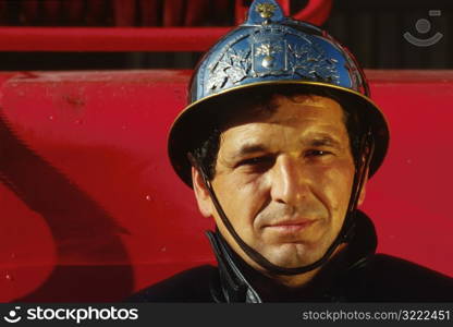 Fireman in Front of Truck