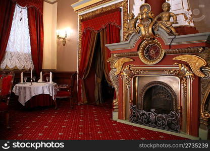 fireplace in old restaurant