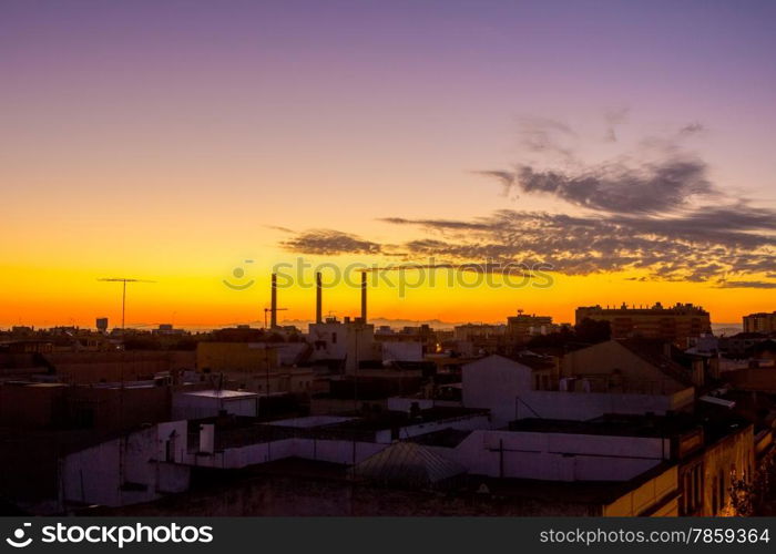 fireplaces with beautiful dawn in the city of Jerez de la frontera Cadiz, Spain