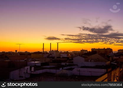 fireplaces with beautiful dawn in the city of Jerez de la frontera Cadiz, Spain