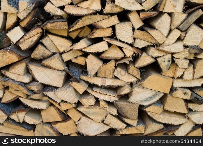 Firewood on the stock near the house