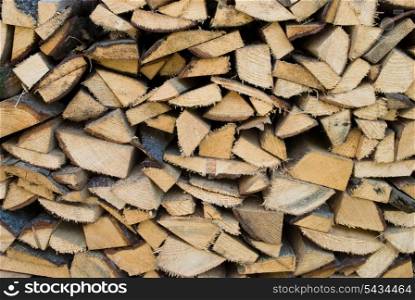 Firewood on the stock near the house