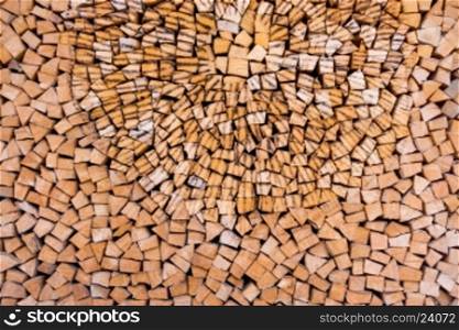 firewood. Pile of wood. Stacked wood