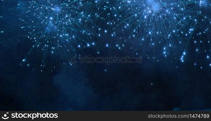 Firework celebrate anniversary happy new year 2020, 4th of july holiday festival. colorful firework in the night time to celebrate national holiday. countdown to new year 2020 party time event.