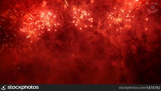Firework celebrate anniversary happy new year 2020, 4th of july holiday festival. colorful firework in the night time to celebrate national holiday. countdown to new year 2020 party time event.