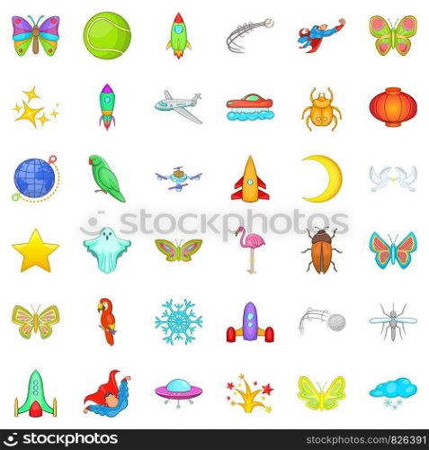 Firework icons set. Cartoon style of 36 firework vector icons for web isolated on white background. Firework icons set, cartoon style