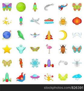 Firework icons set. Cartoon style of 36 firework vector icons for web isolated on white background. Firework icons set, cartoon style