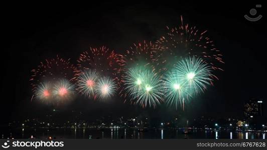Fireworks at Pattaya beach, Thailand
