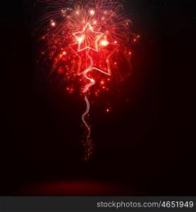 Fireworks. Background image with red fireworks against dark background
