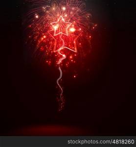 Fireworks. Background image with red fireworks against dark background