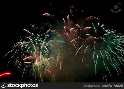 fireworks celebration on dark sky background