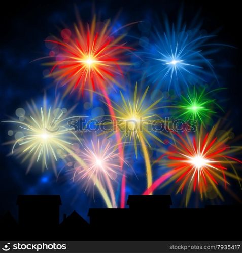 Fireworks Color Indicating Night Sky And Colours