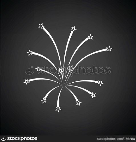 Fireworks icon. Black background with white. Vector illustration.