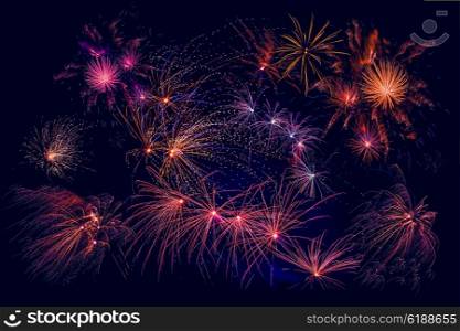 Fireworks in beautiful colors at new years eve