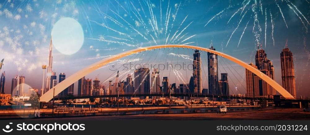 fireworks over Dubai New Year celebrations in UAE