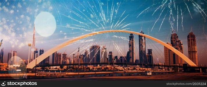 fireworks over Dubai New Year celebrations in UAE