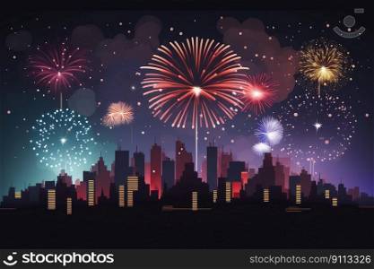 Fireworks Over the City created by generative AI