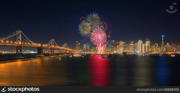 Fireworks&rsquo; New Year in San Francisco, California, USA