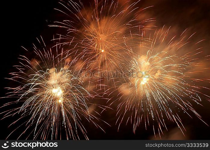 Fireworks, salute with the black sky background