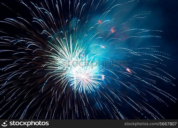 Fireworks, salute with the black sky background