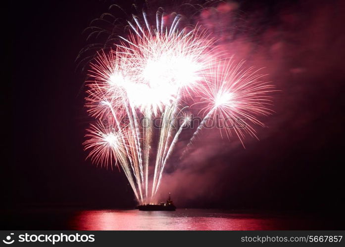 Fireworks, salute with the black sky background