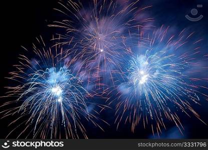 Fireworks with black sky background