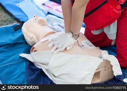 First aid and cardiopulmonary resuscitation course using automated external defibrillator device - AED