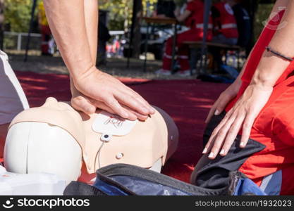 First aid and CPR course using automated external defibrillator device - AED