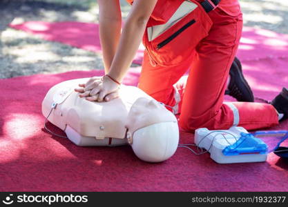 First aid and CPR course using automated external defibrillator device - AED