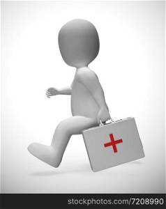 First aid kit for emergencies and medical assistance or treatment. Urgent care as a first responder - 3d illustration