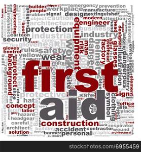 First aid word cloud. Creative illustration of idea word lettering typography . 3D rendering.