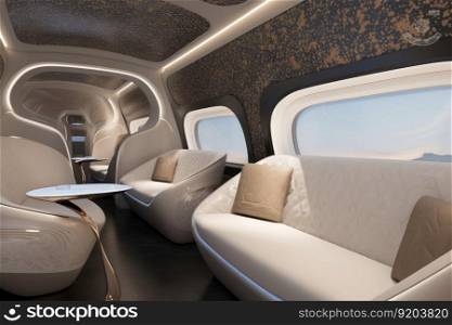 First class seats. futuristic plane. Modern future. Generate Ai. First class seats. futuristic plane. Generate Ai