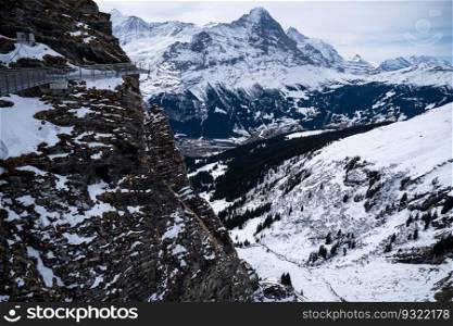 First mountain in Grindelwald with Alpine views Switzerland.