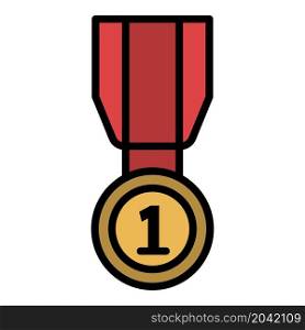 First place medal icon. Outline first place medal vector icon color flat isolated. First place medal icon color outline vector
